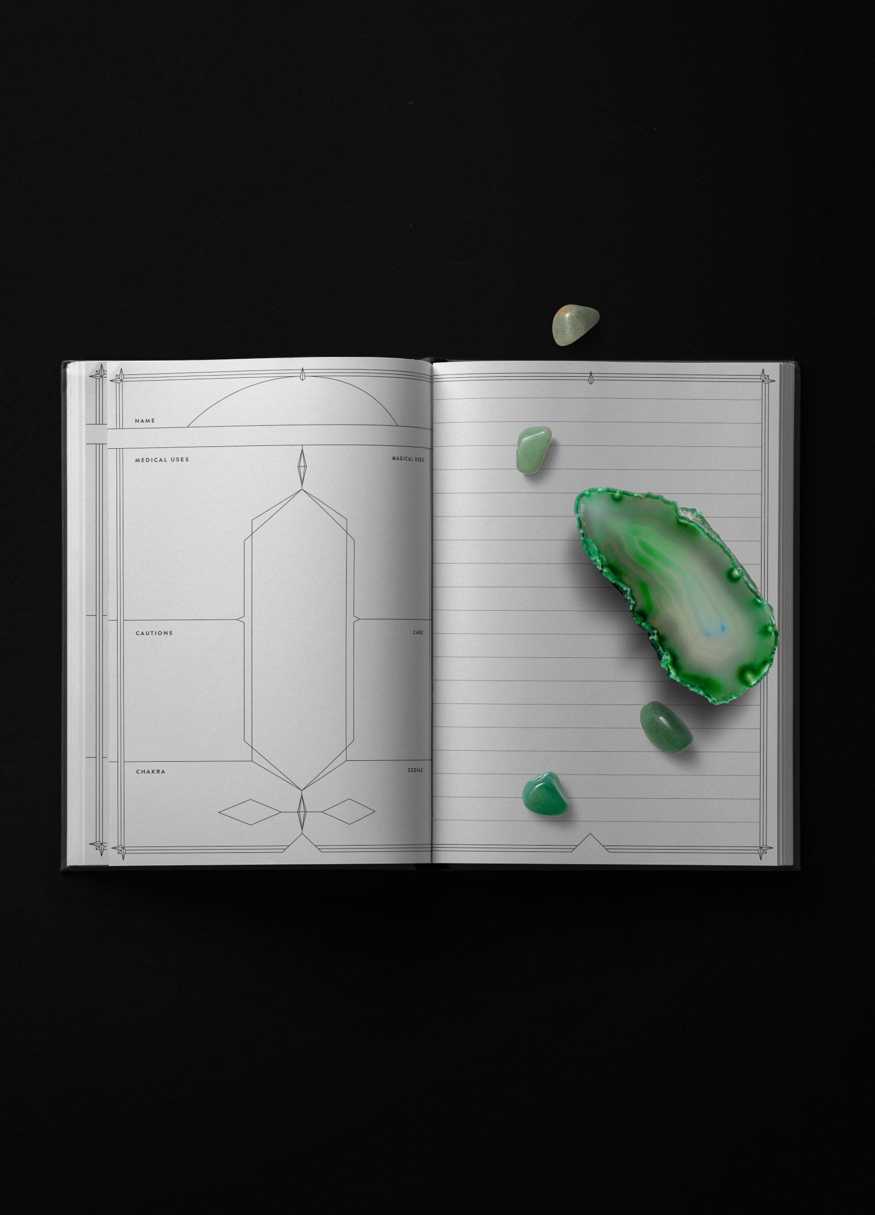 The Crystal Journal cover pattern with amethyst crystals