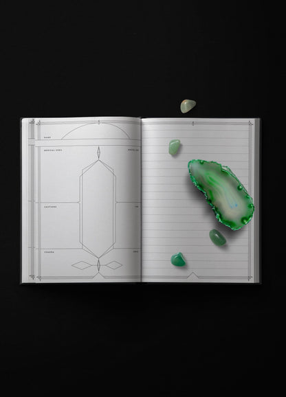 The Crystal Journal cover pattern with amethyst crystals