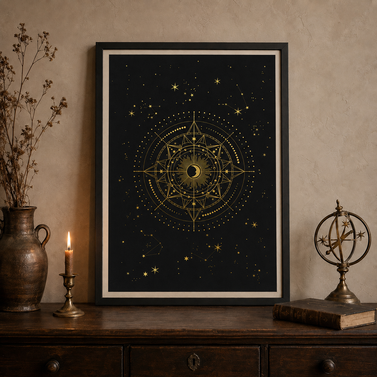 Protection Talisman Art Print inramad på vägg